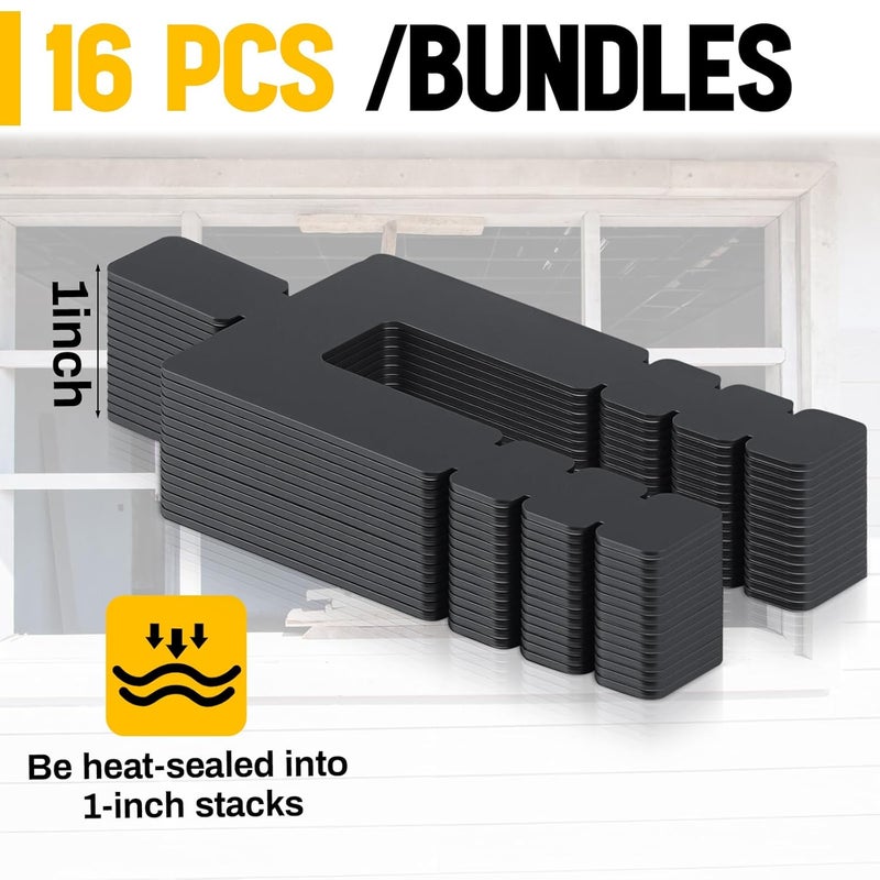 Otoolling 250 Pcs 1/16" x 3-1/2" Stack Shims Bulk Stackable Black Shims for Windows & Doors - Image 3